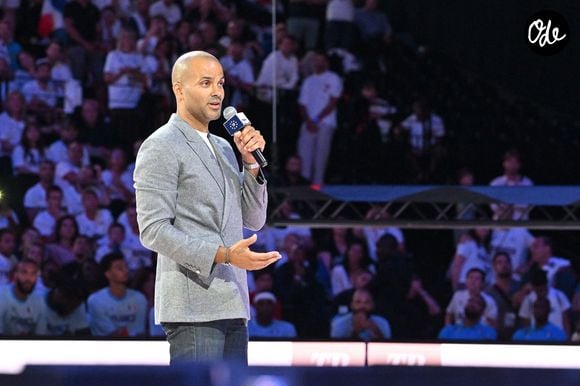 Tony Parker au match de préparation aux Jeux Olympiques Paris 2024 entre la France à la Serbie (67-79) à Decines-Charpieu, France, le 12 juillet 2024. © Frédéric Chambert/Panoramic/Bestimage