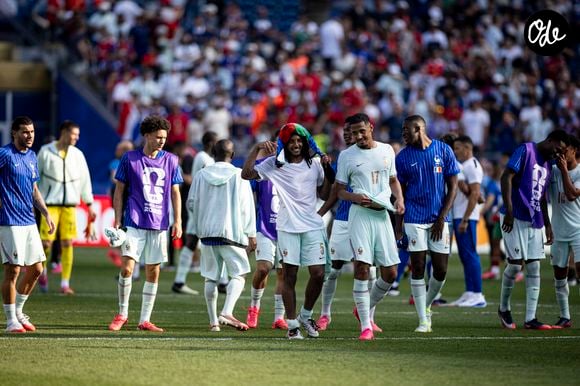 Célébration de l'équipe de France après avoir remporté la victoire. - Match de quart de finale "France - Maroc (2-0)" lors de la Coupe du Monde FIFA 2026 (FIFA World Cup 2026), le 9 juillet 2026. Elyxandro Cegarra / PsnewZ / Bestimage