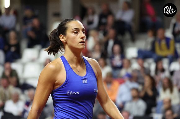 Caroline Garcia lors du tour qualificatif de la Billie Jean King Cup au Portel (Pas-de-Calais), le 12 avril 2024. 

© Laurent Sanson / Panoramic / Bestimage