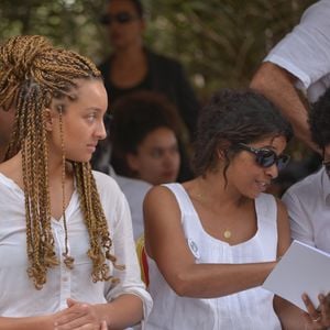 Exclusif - Jenaye Noah, Eleejah Noah, Isabelle Noah - Cérémonie traditionnelle lors des obsèques de Zacharie Noah à Yaoundé au Cameroun le 18 janvier 2017.