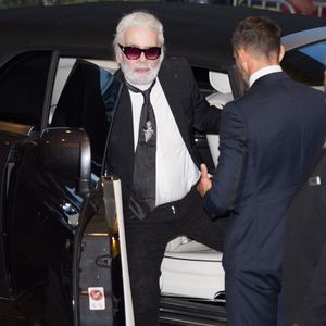 Karl Lagerfeld arrivant à l'événement Vanity Fair Chanel à l'hôtel Marriot pendant le 71e festival de Cannes le 09 mai 2018 à Cannes, France. ©Nasser Berzane/ABACAPRESS.COM