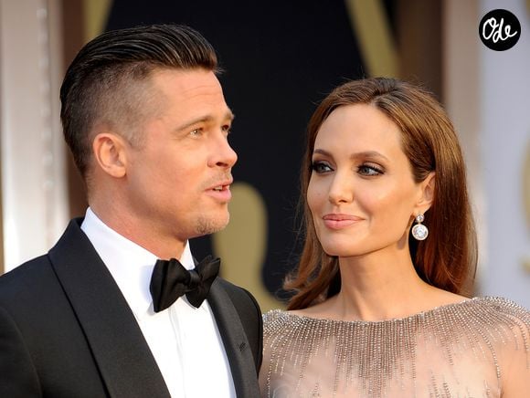 Brad Pitt et Angelina Jolie - Pressroom - 86ème cérémonie des Oscars à Hollywood, le 2 mars 2014. © Agence / Bestimage