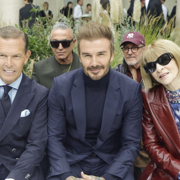 Le PDG de Boss, Daniel Grieder, David Beckham et Anna Wintour au défilé de mode Boss lors du défilé des collections printemps-été 2025 à la Semaine de la mode de Milan, Italie, le 18 septembre 2024 Photo by Jonas Gustavsson/SPUS/ABACAPRESS.COM