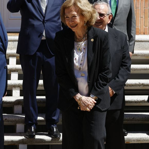Mais Felipe VI ne pouvait pas espérer mieux à son bras pour accueillir les responsables de la Fédération espagnole des banques alimentaires : la reine Sofia, très engagée contre la pauvreté, contribue depuis longtemps avec sa fondation à l'activité de cette fédération. 

Le roi d'Espagne Felipe VI et la reine émérite Sofia lors d'une audience avec le Comité exécutif de la FESBAL à Madrid, Espagne, le 18 juillet 2025. GTres/ABACAPRESS.COM