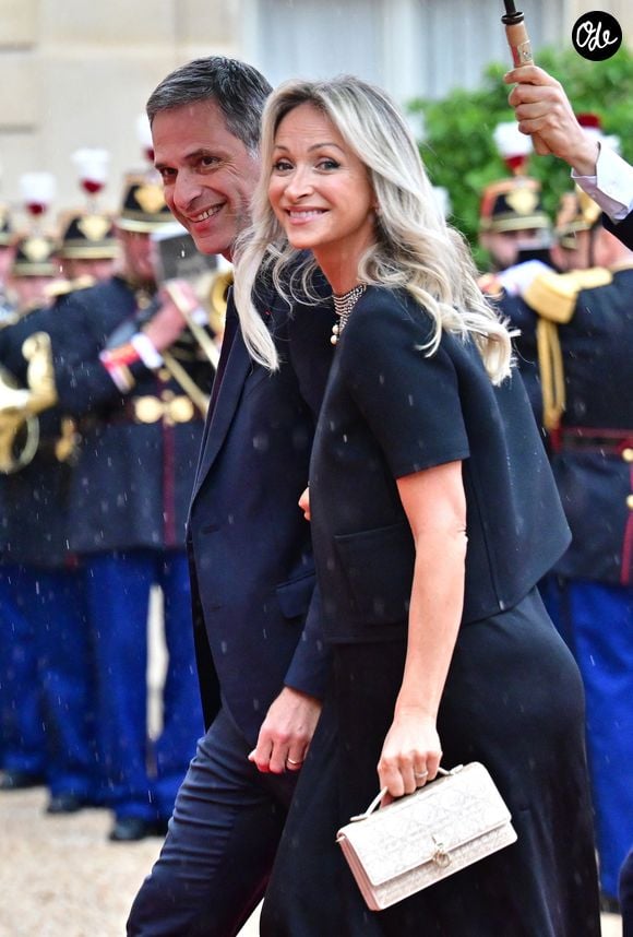 Rodolphe Saadé, Pdg de CMA CGM et sa femme Véronique Albertini - Arrivées des personnalités au dîner d’État en l’honneur du président brésilien et de sa femme au palais présidentiel de l’Élysée à Paris le 5 juin 2025. © Christian Liewig / Bestimage