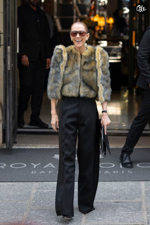 Céline Dion acclamée par ses fans à la sortie de l’hôtel Royal Monceau à Paris, avant de se rendre à la Plenitude Arena de Paris La Défense, pour sa troisième date de concert, le 18 septembre 2026. © Pierre Perusseau / Bestimage