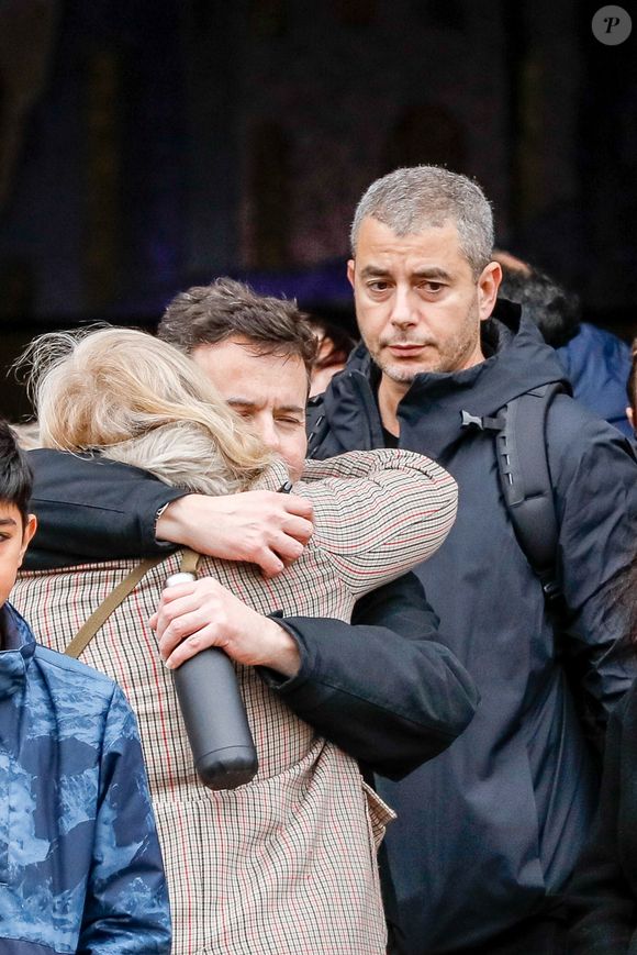 Nicolas Demorand et Ali Baddou - Obsèques de Sébastien Demorand à la Coupole du crématorium du cimetière du Père-Lachaise à Paris, France, le 31 janvier 2020. AGENCE / BESTIMAGE