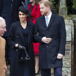 Le prince Harry, duc de Sussex, Meghan Markle, duchesse de Sussex -  La famille royale assiste à la messe de Noël à Sandringham le 25 décembre 2018.