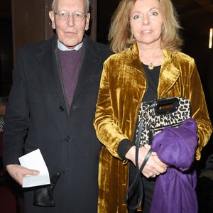 Exclusif - Patrick Le Lay et sa femme Dominique à la générale de la pièce "Marlène is back" des auteurs et acteurs C.Clair et G.Chambre au théâtre de la Tour Eiffel à Paris, France, le 31 janvier 2019. © Coadic Guirec/Bestimage