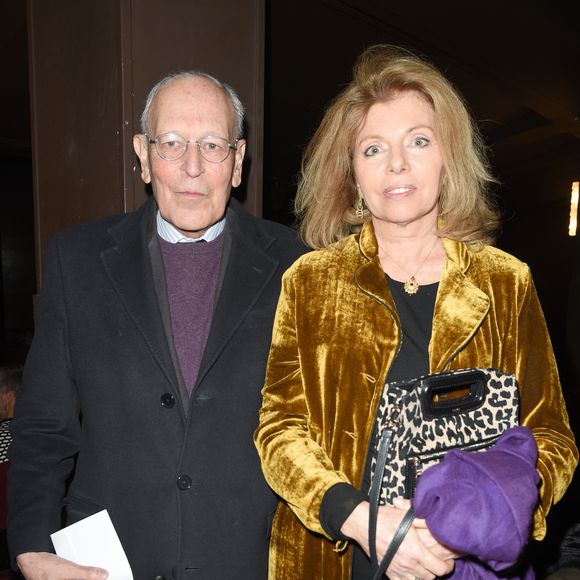 Exclusif - Patrick Le Lay et sa femme Dominique à la générale de la pièce "Marlène is back" des auteurs et acteurs C.Clair et G.Chambre au théâtre de la Tour Eiffel à Paris, France, le 31 janvier 2019. © Coadic Guirec/Bestimage