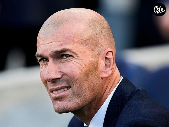 Zinédine Zidane lors du match de football de La Liga opposant le Real Sociedad au Real Madrid au Deportivo Alavés au stade Anoeta à Saint-Sébastien, Espagne, le 12 mai 2019. Real Sociedad a gagné 3-1.