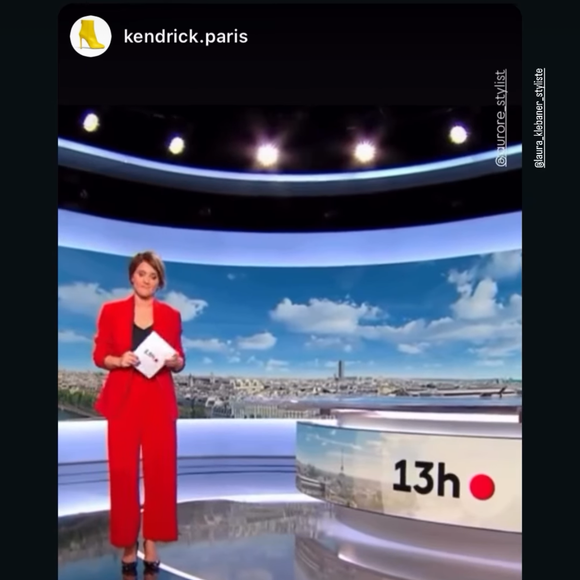 Mélanie Taravant présente le journal télévisé de 13 heures sur France 2.