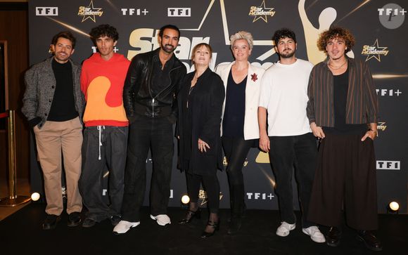 Jeremy Charvet, Val Duclaux, Joakim Latzko, Cécilia Hornus, Agathe de La Boulaye, Florian Abboud et Tim Rousseau - Photocall de la soirée de lancement de la 13ème saison de la "Star Academy" au cinéma Le Grand Rex à Paris. La Star Academy 2025 sera diffusé à partir du 18 octobre 2025 sur TF1.
© Guirec Coadic/Bestimage