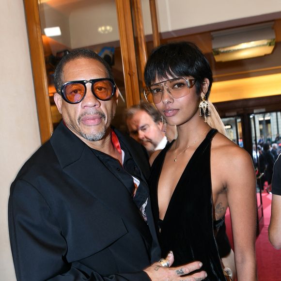 Exclusif - Joeystarr et sa compagne Pauline Latchoumanin  arrivant au "concerto pour la paix" de Omar Harfouch au théâtre des Champs-Elysées à Paris le 18 septembre 2024. © Rachid Bellak / Bestimage