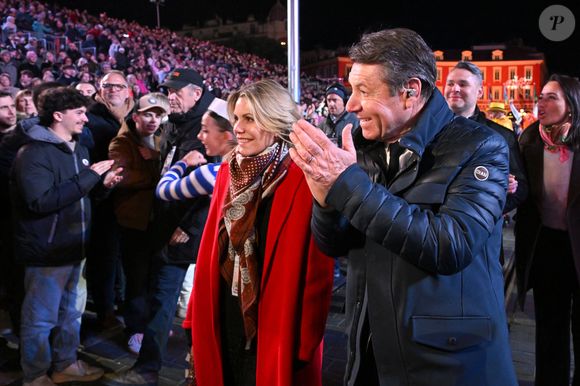 Christian Estrosi, le maire de Nice, et sa femme Laura Tenoudji Estrosi durant la soirée d'ouverture de la 140eme édition du Carnaval de Nice "Roi des Oceans" à Nice, le 15 février 2025. Le Carnaval se déroule du 12 février au 2 mars 2025. © Bruno Bebert/Bestimage