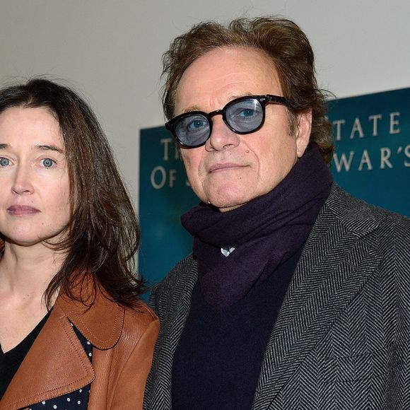 Guillaume Durand et son épouse Diane de MacMahon assistant à la journée de vernissage de la rétrospective Jeff Koons qui s'est tenue au Centre Pompidou à Paris, France, le 24 novembre 2014. Photo de Nicolas Briquet/ABACAPRESS.COM