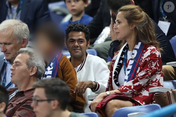 Jamel Debbouze, sa femme Mélissa Theuriau et leur fils Léon dans les tribunes du stade de France lors du match de ligue des nations opposant la France à l'Allemagne à Saint-Denis, Seine Saint-Denis, France, le 16 octobre 2018. La France a gagné 2-1.
©AGENCE / BESTIMAGE