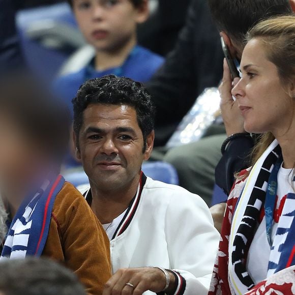 Jamel Debbouze, sa femme Mélissa Theuriau et leur fils Léon dans les tribunes du stade de France lors du match de ligue des nations opposant la France à l'Allemagne à Saint-Denis, Seine Saint-Denis, France, le 16 octobre 2018. La France a gagné 2-1.
©AGENCE / BESTIMAGE