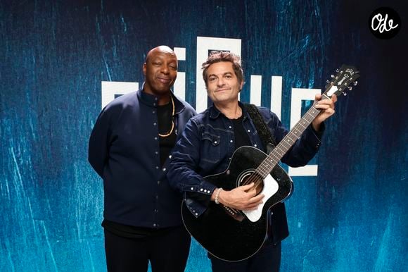 Exclusif - Oxmo Puccino et Matthieu Chedid sur le plateau lors de l'enregistrement de l'émission "Clique"  sur Canal +, le 18 novembre 2025.  Photo : Jack Tribeca / Bestimage