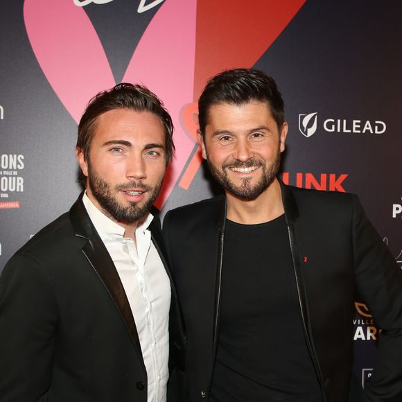 Christophe Beaugrand et son mari Ghislain Gerin lors du gala de charité le grand bal "ParAmour' à l'hôtel de ville de Paris, France, le 14 février 2019. L’ensemble des bénéfices récoltés lors de la soirée seront reversés à la lutte contre le sida (PARISSANSANSSIDA). © Denis Guignebourg/Bestimage