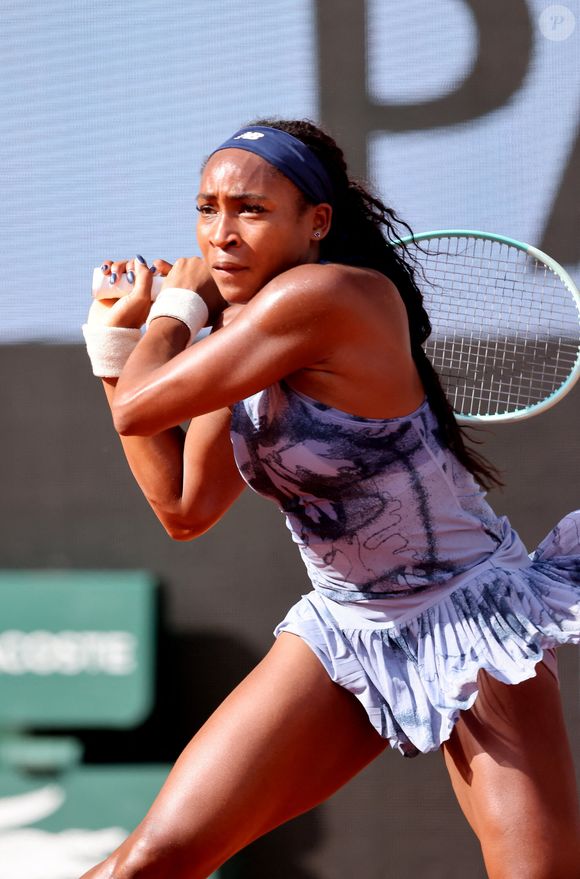 L'Américaine Coco Gauff lors des Internationaux de France de Tennis de Roland Garros 2025, le 31 mai 2025 à Paris. Ce jour-là, C.Gauff a battu M.Bouzkova (6-1,7-6).
