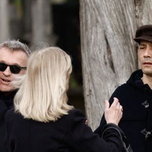 Annie Lemoine, Laurent Ruquier, Elisa Servier, Steevy Boulay - Obsèques d'Isabelle Mergault à la Coupole du Père-Lachaise à Paris le 30 mars 2026. © Cyril Moreau - Dominique Jacovides / Bestimage