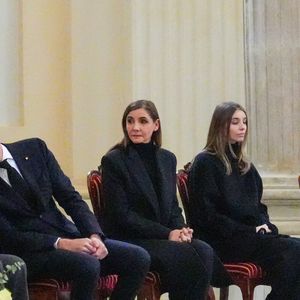 Maria Pia de Savoie et le prince Emmanuel-Philibert de Savoie - Veillée funèbre du prince Victor-Emmanuel de Savoie, en l'Eglise de Sant'Uberto à Turin, en présence de sa veuve Marina Ricolfi-Doria, de son fils, le prince Emmanuel-Philibert de Savoie avec sa femme la princesse Clotilde Courau et leurs filles les princesses Vittoria et Luisa, le 9 février 2024. Le fils du dernier roi d'Italie s'est éteint le 3 février 2024 à l'âge de 86 ans.
Crédit : Lucia Sabatelli / Bestimage