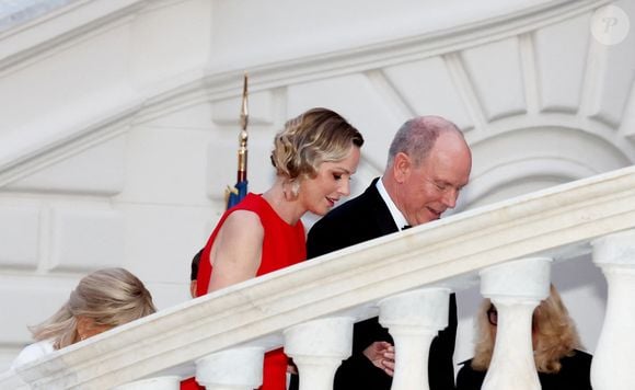 La princesse Charlène de Monaco, Le prince Albert II de Monaco arrivant au dîner d'état en l'honneur de la visite du couple présidentiel français au palais princier à Monaco le 7 juin 2025.
© Dominique Jacovides / Bestimage