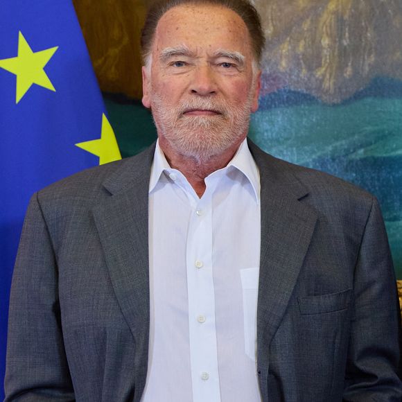 Arnold Schwarzenegger est reçu par le chancelier fédéral Christian Stocker, à la Chancellerie fédérale à Vienne, le 2 juin 2025.