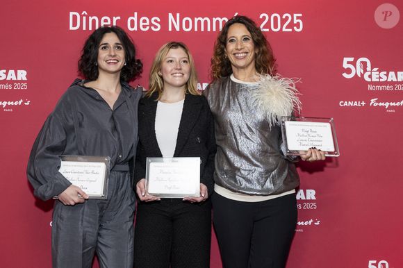 Louise Courvoisier, Muriel Meynard, Maïwene Barthelemy - Photocall du dîner des nommés 2025 pour la cérémonie des Cesar au Fouquet's à Paris le 10 février 2025 © Olivier Borde /Bestimage