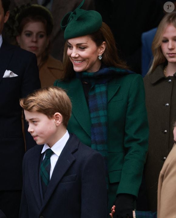 Catherine (Kate) Middleton, princesse de Galles, Prince George - La famille royale britannique se rend à la messe de Noël à Sandringham le 25 décembre 2024.