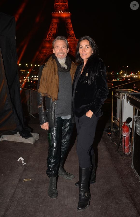 Exclusif - Florent Pagny et sa femme Azucena Caman - Backstage du concert anniversaire des 130 ans de la Tour Eiffel à Paris, qui sera diffusé le 26 octobre sur France 2. Le 2 octobre 2019. 
© Perusseau-Veeren/ Bestimage