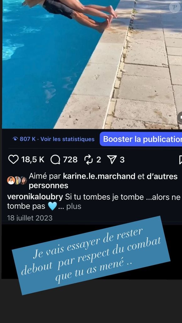 Story Instagram de Véronika Loubry.