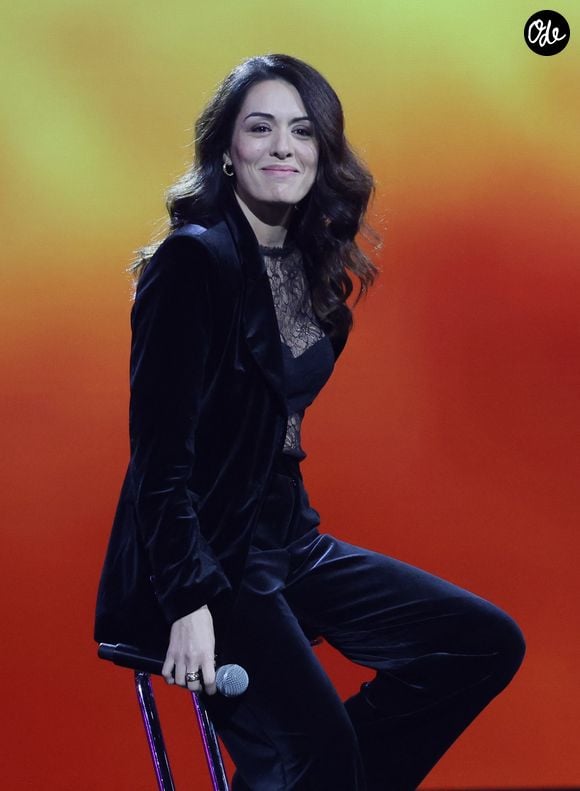 Sofia Essaïdi lors de l'enregistrement de l'émission « Nos voix pour toutes » au profit de la Fondation des femmes à l'Adidas Arena, diffusée sur TMC le 25 novembre 2025, à Paris, en France, le 19 novembre 2025. © Guirec-Moreau/Bestimage
