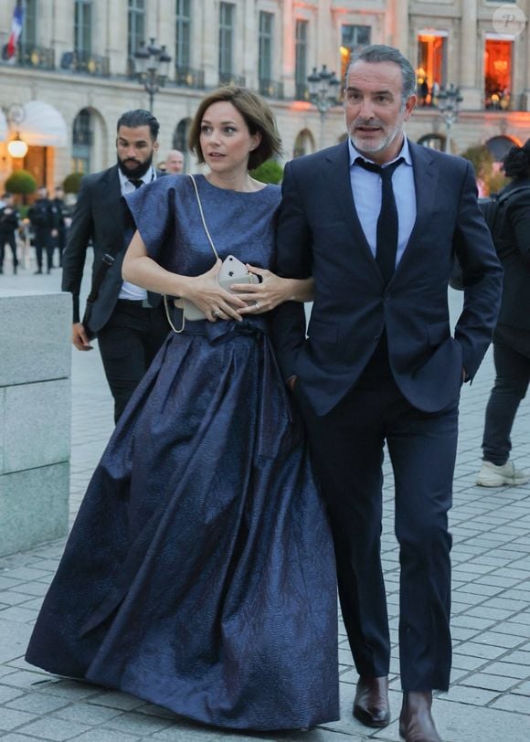 Exclusif - Jean Dujardin et sa femme Nathalie Péchalat arrivent à la cérémonie " 2023 Laureus World Sports Awards" à Paris le 8 mai 2023.