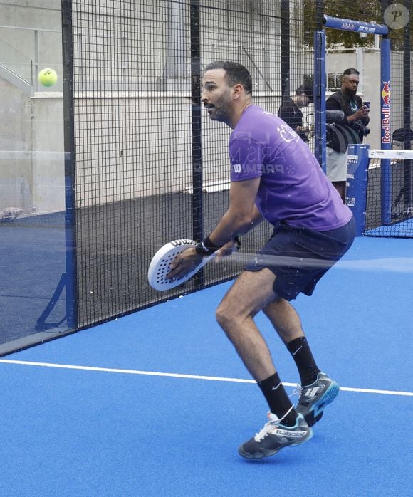 Adil Rami - 2éme édition du Tournoi des célébrites pour l'Association Princesse Margot lors de l'Alpine Paris Major Premier Padel 2025 à Roland Garros, Paris le 11 septembre 2025. © Marc Ausset-Lacroix/Bestimage