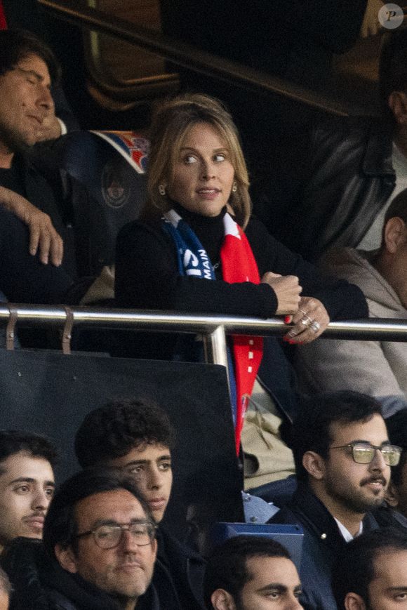 Ophelie Meunier - Célébrités dans les tribunes lors du match retour de la Ligue Des Champions 2024-2025 (LDC) "PSG - Arsenal" (2-1) au Parc des Princes à Paris le 7 mai 2025. © Cyril Moreau/Bestimage