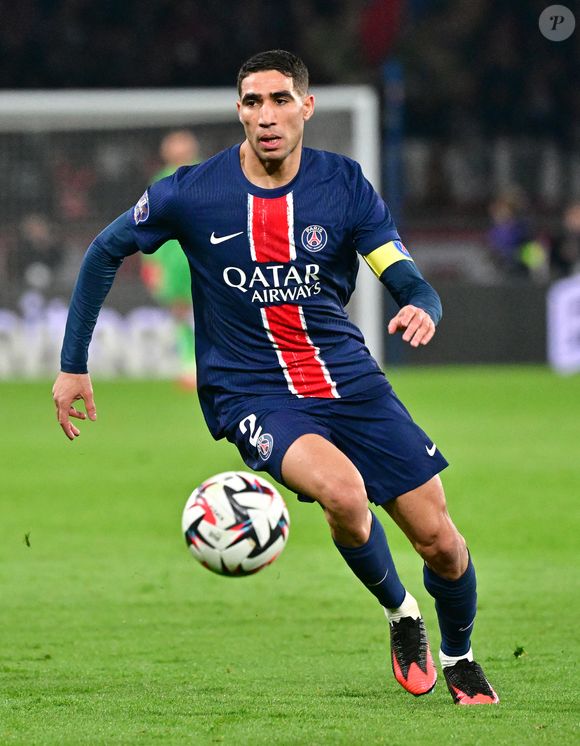 Achraf Hakimi - Match de Ligue 1 McDonald's opposant le Paris Saint-Germain (PSG) à l'Olympique de Marseille (OM) - (3-1) au Parc des Princes à Paris le 16 mars 2025. © Christian Liewig/Bestimage