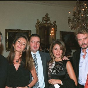 Gilbert Coullier, Nicole Coullier, Johnny Hallyday et Laeticia Hallyday - Soirée de l'hôtel de ville St Geran de l'Île Maurice. © RACHID BELLAK / BESTIMAGE