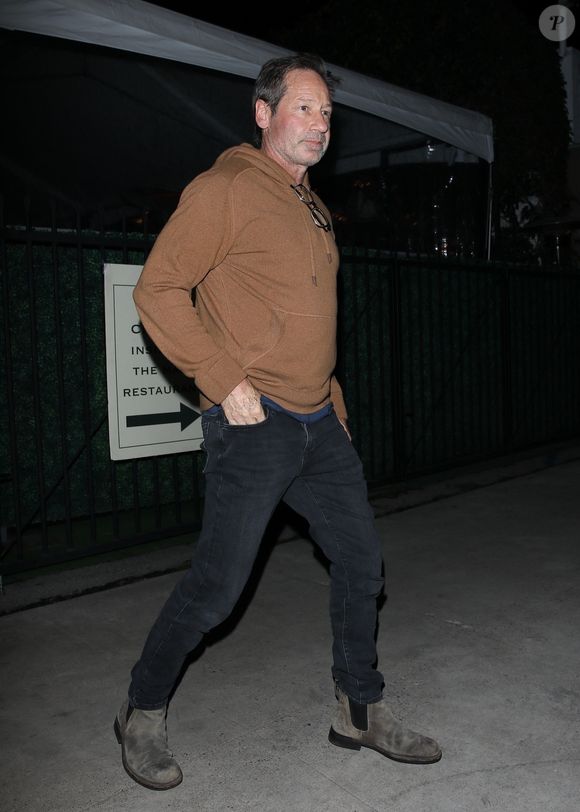 David Duchovny et Meg Ryan ont dîné avec une amie au restaurant Giorgio Baldi à Santa Monica, le 27 janvier 2024. Les deux comédiens se sont rencontrés sur le tournage du film "What Happens Later".

Photo : Backgrid USA / Bestimage