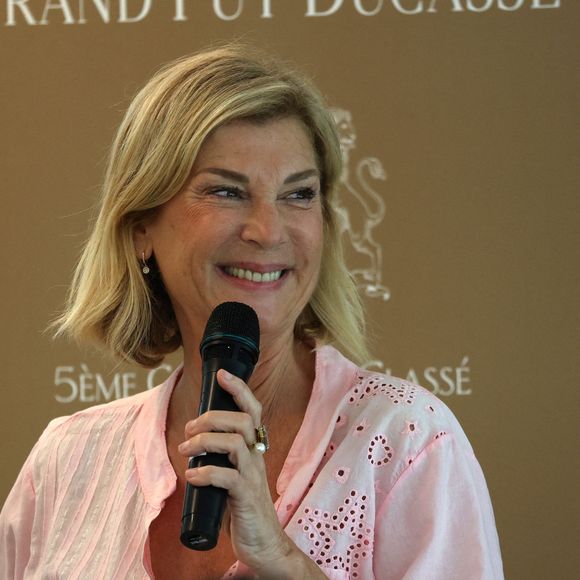 Exclusif - Michèle Laroque au Château Grand- Puy Ducasse à Pauillac en Gironde, le 10 juillet 2024. - Festival International du Film en Médoc "Les Vendanges du 7ème Art" à Pauillac. © Jean-Marc Lhomer/Bestimage