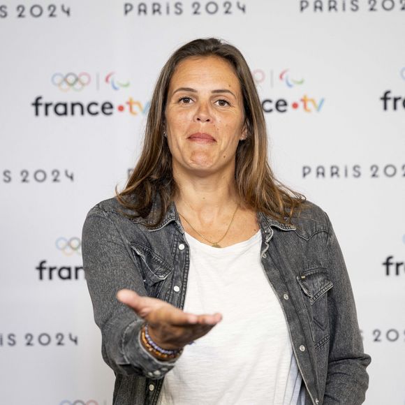 Laure Manaudou lors de la présentation des journalistes et chroniqueurs de France Télévisions pour les Jeux Olympiques 2024 au musée de l'Homme à Paris, le 11 juin 2024.
© Pierre Perusseau / Bestimage