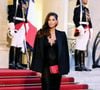 Tatiana Silva (enceinte, ancienne miss Belgique) arrivant au dîner d'état au palais de l'Elysée à Paris en l'honneur de la visite du roi et de la reine de Belgique en France le 14 octobre 2024.

© Dominique Jacovides / Bestimage