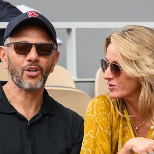 Roschdy Zem et Sarah Poniatowski, dans les tribunes de Roland Garros