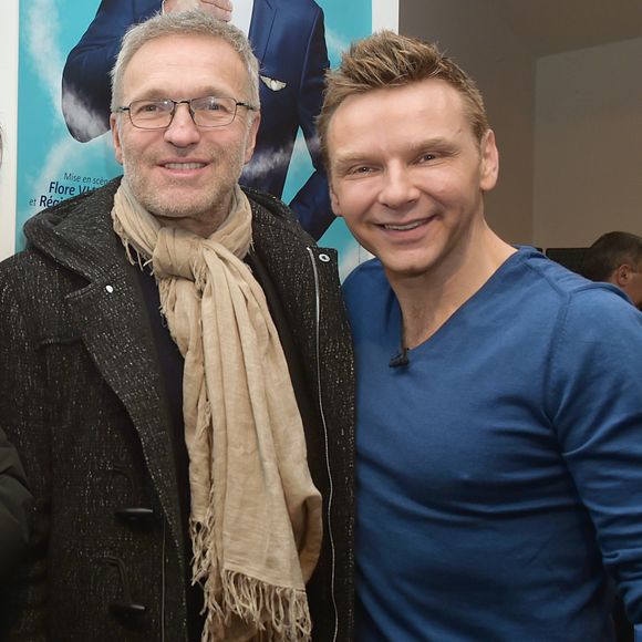 Laurent Ruquier et JeanFi Janssens au cocktail après la générale du spectacle "JeanFi (Janssens) Décolle" à l'Alhambra à Paris, le 7 décembre 2017. © Giancarlo Gorassini/Bestimage