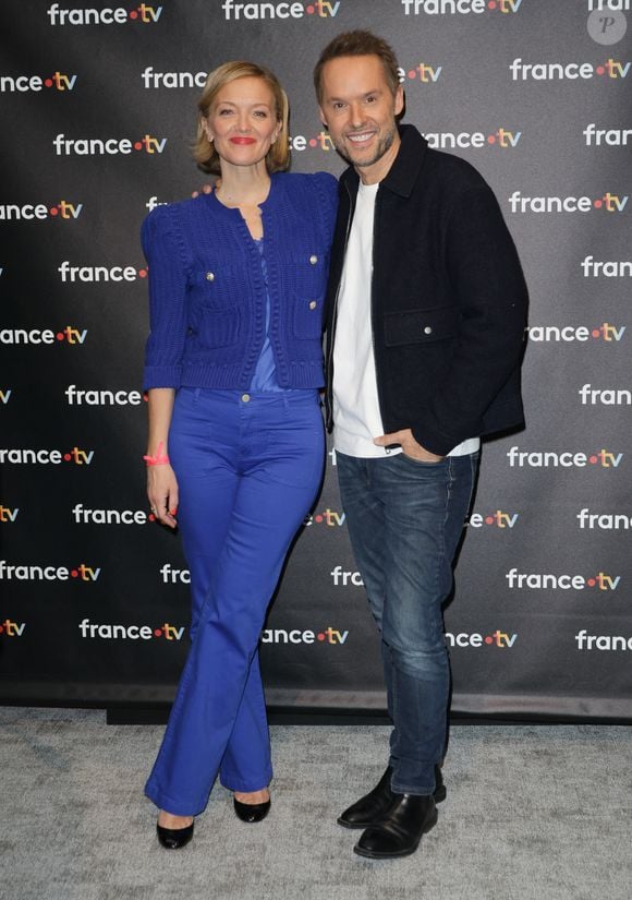Maya Lauqué, Damien Thévenot - Photocall à l'occasion des 40 ans de l'émission "Télématin" au siège de France Télévisions à Paris le 6 février 2025.© Coadic Guirec/Bestimage