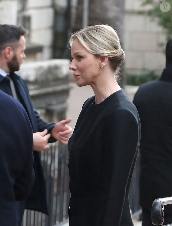 La princesse Charlene de Monaco lors des obsèques de Didier Guillaume (ancien ministre de l'Agriculture entre 2018 et 2020 et ancien Ministre d'Etat de Monaco 2024–2025) en la cathédrale Notre-Dame-Immaculée de Monaco le 23 janvier 2025.
© Cyril Dodergny / Nice Matin / Bestimage