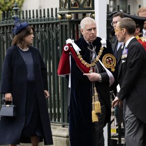 La princesse Eugenie d’York et Le prince Andrew, duc d’York lors de la cérémonie de couronnement du roi d'Angleterre à Londres, Royaume Uni, le 6 mai 2023. (Mirrorpix / Bestimage).