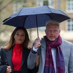 Boris Becker, sa compagne Lilian de Carvahlo Monteiro à leur arrivée au tribunal à Londres. Le 6 avril 2022 © Tayfun Salci / Zuma Press / Bestimage