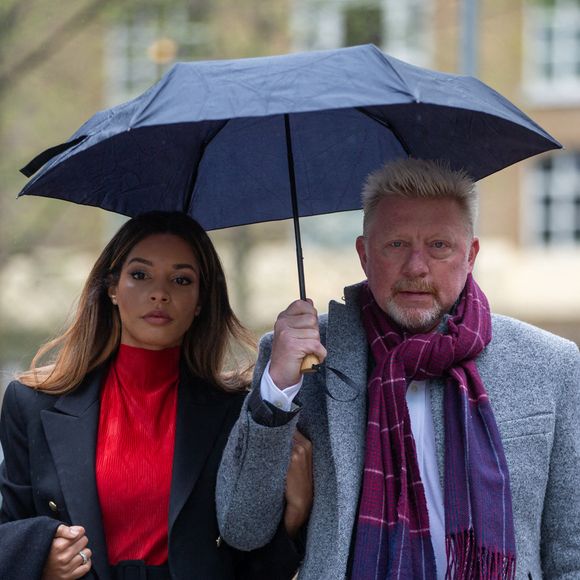 Boris Becker, sa compagne Lilian de Carvahlo Monteiro à leur arrivée au tribunal à Londres. Le 6 avril 2022 © Tayfun Salci / Zuma Press / Bestimage